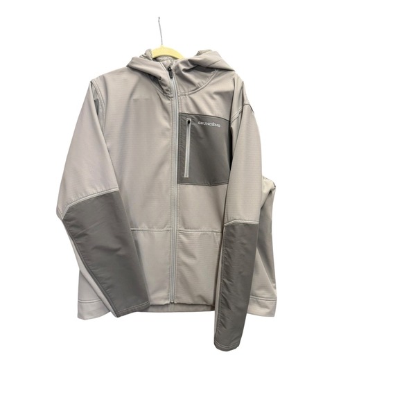 Grundens Other - Grundens Full Zip Hooded Jacket Mens 2XL Grey Fleece Lined Soft Shell 119496